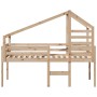 Cama alta con techo madera maciza de pino 90x190 cm