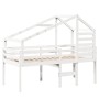 Cama alta con techo madera maciza de pino blanca 90x190 cm