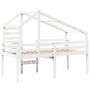 Cama alta con techo madera maciza de pino blanca 90x190 cm