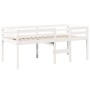 Cama alta con techo madera maciza de pino blanca 90x190 cm
