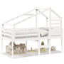 Cama alta con techo madera maciza pino blanca 75x190 cm