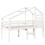 Cama alta con techo madera maciza pino blanca 75x190 cm