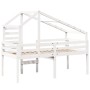 Cama alta con techo madera maciza pino blanca 75x190 cm