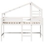 Cama alta escalera y techo madera maciza pino blanca 80x200 cm