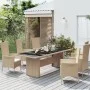 Mesa de jardín ratán beige y superficie de vidrio templado de vidaXL, Mesas de jardín - Ref: Foro24-319557, Precio: 241,42 €,...