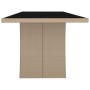 Beige rattan garden table and tempered glass surface by vidaXL, Garden tables - Ref: Foro24-319557, Price: 245,25 €, Discount: %