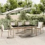 Mesa de jardín ratán beige y superficie de vidrio templado de vidaXL, Mesas de jardín - Ref: Foro24-319556, Precio: 154,18 €,...