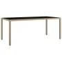 Beige rattan garden table with tempered glass surface by vidaXL, Garden tables - Ref: Foro24-319556, Price: 154,37 €, Discoun...
