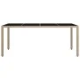 Beige rattan garden table with tempered glass surface by vidaXL, Garden tables - Ref: Foro24-319556, Price: 154,37 €, Discoun...