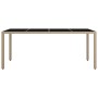 Beigefarbener Rattan-Gartentisch und Oberfläche aus gehärtetem Glas von vidaXL, Gartentische - Ref: Foro24-319556, Preis: 156...