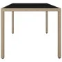Beige rattan garden table with tempered glass surface by vidaXL, Garden tables - Ref: Foro24-319556, Price: 154,37 €, Discoun...