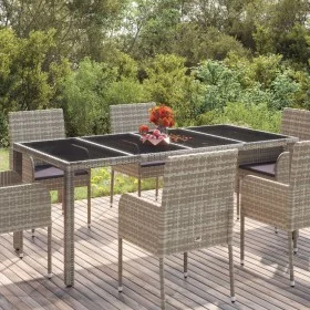 Gartentisch Glasoberfläche PE Rattan grau 190x90x75 cm von vidaXL, Gartentische - Ref: Foro24-319904, Preis: 188,25 €, Rabatt: %