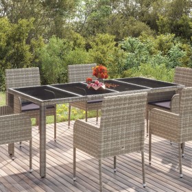 Gartentisch Glasoberfläche PE Rattan grau 190x90x75 cm von vidaXL, Gartentische - Ref: Foro24-319904, Preis: 191,33 €, Rabatt: %