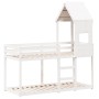 Cama litera con techo madera maciza de pino blanco 75x190 cm
