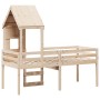Cama alta con techo madera maciza de pino 80x200 cm