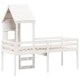 Cama alta con techo madera maciza de pino blanco 80x200 cm