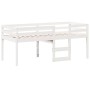 Cama alta con techo madera maciza de pino blanca 90x190 cm