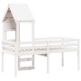 Cama alta con techo madera maciza de pino blanca 90x190 cm