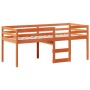 Cama alta con techo madera maciza de pino marrón cera 90x190 cm