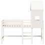 Cama alta escalera y techo madera maciza pino blanca 80x200 cm