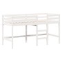 Cama alta escalera y techo madera maciza pino blanca 80x200 cm