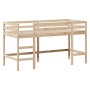 Cama alta con escalera y techo madera maciza de pino 90x190 cm