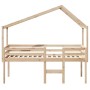 Cama alta con techo madera maciza de pino 90x200 cm