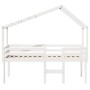Cama alta con techo blanca madera maciza pino blanca 90x200 cm