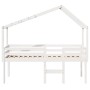 Cama alta con techo madera maciza de pino blanco 80x200 cm