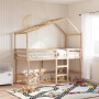 Cama alta con escalera y techo madera maciza de pino 80x200 cm