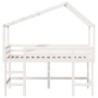 Cama alta escalera y techo madera maciza pino blanca 90x200 cm