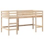 Cama alta con escalera y techo madera maciza de pino 90x190 cm