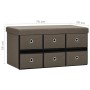 Brown synthetic linen folding storage bench 76x38x38 cm by vidaXL, Benches for halls and storage - Ref: Foro24-338813, Price:...
