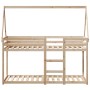 Cama litera con techo de madera maciza de pino 75x190 cm