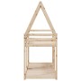 Cama litera con techo de madera maciza de pino 75x190 cm