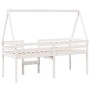 Cama alta con techo madera maciza de pino blanco 80x200 cm