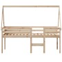 Cama alta con techo madera maciza de pino marrón cera 75x190 cm