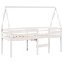 Cama alta con techo madera maciza pino blanca 75x190 cm