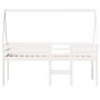 Cama alta con techo madera maciza pino blanca 75x190 cm