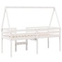 Cama alta con techo madera maciza pino blanca 75x190 cm