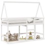 Cama alta escalera y techo madera maciza pino blanca 80x200 cm