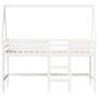 Cama alta escalera y techo madera maciza pino blanca 80x200 cm