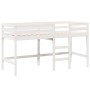 Cama alta escalera y techo madera maciza pino blanca 80x200 cm