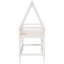 Cama alta escalera y techo madera maciza pino blanca 80x200 cm