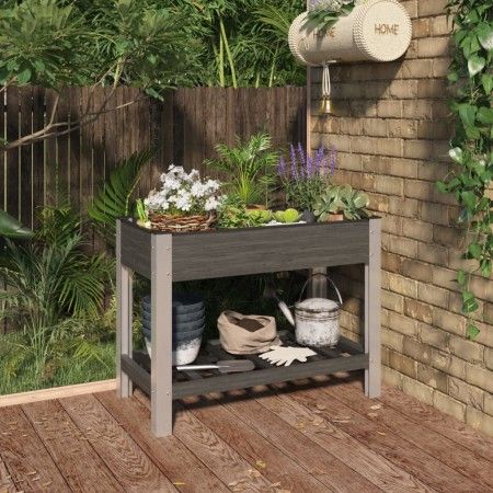 Gartenbett mit Regal WPC grau 100x50x75 cm von vidaXL, Töpfe und Pflanzgefäße - Ref: Foro24-362569, Preis: 156,96 €, Rabatt: %