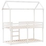 Cama litera con techo madera maciza de pino blanco 75x190 cm