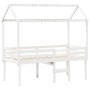 Cama alta con techo blanca madera maciza pino blanca 90x200 cm