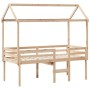 Cama alta con techo madera maciza de pino 90x190 cm