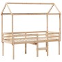 Cama alta con techo madera maciza de pino marrón cera 75x190 cm