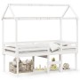 Cama alta con techo madera maciza pino blanca 75x190 cm